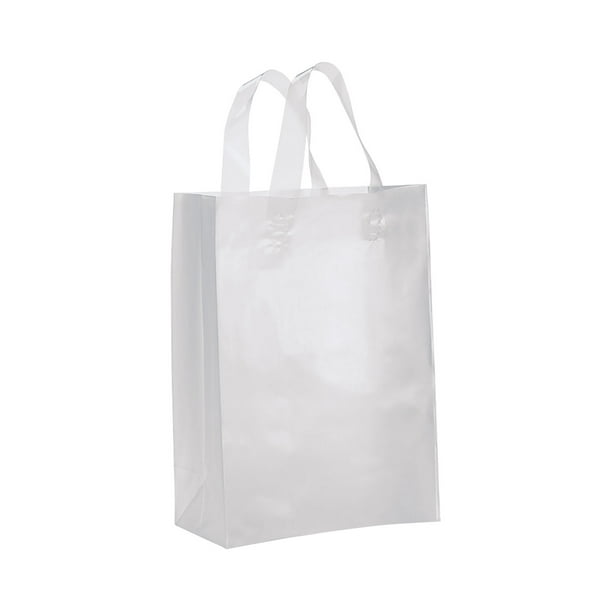Medium Clear Frosted Plastic Gift Bags Case of 25