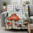 thumbnail image 2 of Spring Mushrooms Blanket Soft Cozy Warm Throw Blanket for Couch, Plush Fuzzy Flannel Fleece Blankets for Sofa, Farmhouse Pastoral Botanical Gray Plaid Bed Blankets Lightweight Gifts for Men, 50"x80", 2 of 9