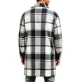 thumbnail image 5 of Mineart Men's Plaid Trench Coat Lapel Collar Mid Long Jacket Winter Outwear, 5 of 6