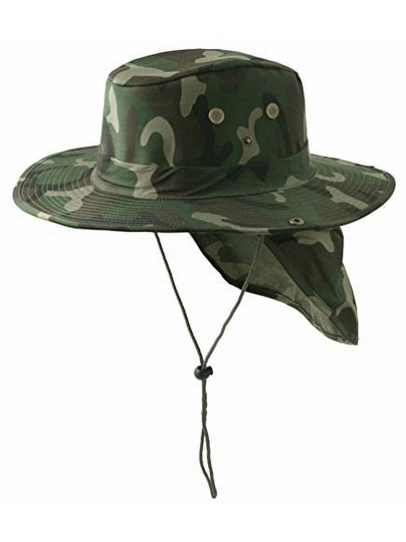 SAFARI Boonie Green Woodland Camouflage Neck Flap Chin Strap