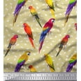 thumbnail image 1 of Soimoi Beige Heavy Satin Fabric Macaw Parrot Bird Decor Fabric Printed Yard 56 Inch Wide, 1 of 3