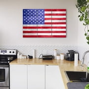 American Flag Canvas Wall Art Decor - 3 Piece Set - Large Decorative Multi Panel Split Prints - Rustic Wood Look for Dining & Living Room, Kitchen, Bedroom & Office (2840 - American Flag, 24x36)
