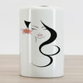 thumbnail image 2 of Hair Salon Ceramic Toothbrush Holder, Traditional Beauty with Lotus Flower Pinned on Long Hair, Decorative Versatile Countertop for Bathroom, 4.5" X 2.7", Pale Pink Black, 2 of 4