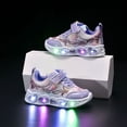 thumbnail image 3 of Light Up Platform Walking Shoes for Toddler Girls Wide Width Mesh Breathable Sequins Slip on Sneakers Purple, 3 of 4
