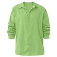 thumbnail image 4 of Designer Spring Summer Men's Casual Cotton Linen Solid Color Long Sleeve Shirts Loose Shirts XL, 4 of 5