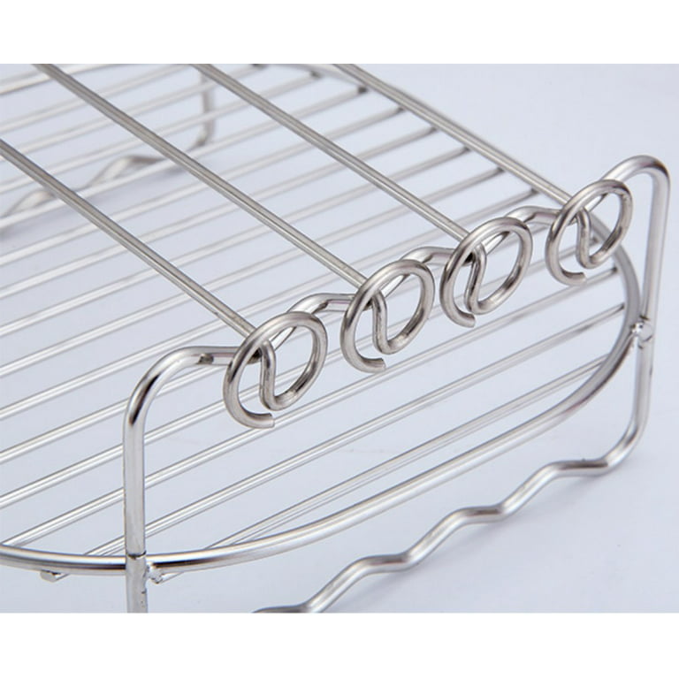 1pc Stainless Steel Air Fryer Rack, 8'' Multi-purpose Double Layer