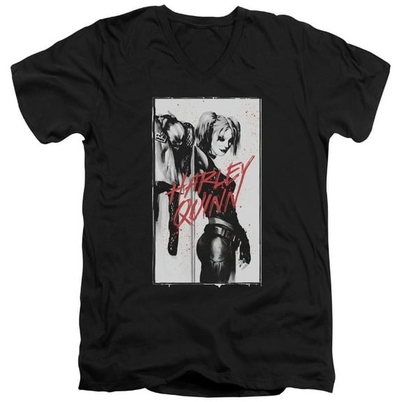 Batman Inked Quinn S/S Adult V-Neck T-Shirt 30/1 T-Shirt Black
