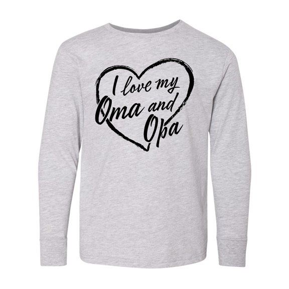 Inktastic I Love My Oma and Opa in Black Chalk Heart Long Sleeve Youth T-Shirt
