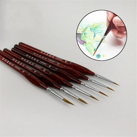1Pcs Wood Round Pointed Tip Paint Brushes Line Detail Drawing Pens Fine