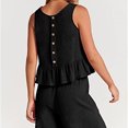 thumbnail image 4 of Chaleco Top sin mangas para mujer + Pantalones Casual con volantes 2 piezas Conjuntos de pantalones de pierna ancha (Negro M) Cgtredaw Negro T M para Mujer, 4 of 6