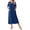 Dark Blue, variant on Women Zipper Robes Knit Short Sleeve House Coat Soft Bathrobe Full Length Housecoat Dressing Gown with Pockets