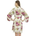 thumbnail image 5 of Bimba Women's White Digital Printing Kimono Robe Rayon Short Bridal Belt Robe-4, 5 of 5