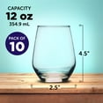 thumbnail image 5 of Silica Stemless Wine Glasses 12 oz. Set of 10, Bulk Pack - Restaurant Glassware for Red Wine, White Wine, Cocktails - Clear, 5 of 5