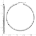 thumbnail image 2 of 10k White Gold Polished 2mm Lightweight Tube Hoop Earrings 50x51.22mm Wide 2mm Thick Hoop Earring for Women, 2 of 2