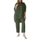 thumbnail image 1 of Camisas Para Mujer Trajes Casuales de 2 Piezas Mangas Tres Cuartos Tops de Lino Y Algodón Pantalones Cortos Ajustados Conjuntos de Cuello Redondo Odeerbi ODB124221, 1 of 8