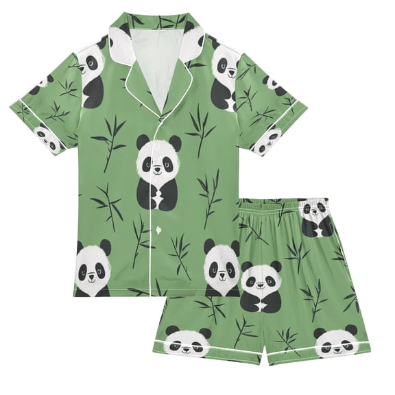 Children's Satin Pajama Sets Pajama Sets Button-Up Satin Pajama Set for Boys & Girls Super Cute Panda S