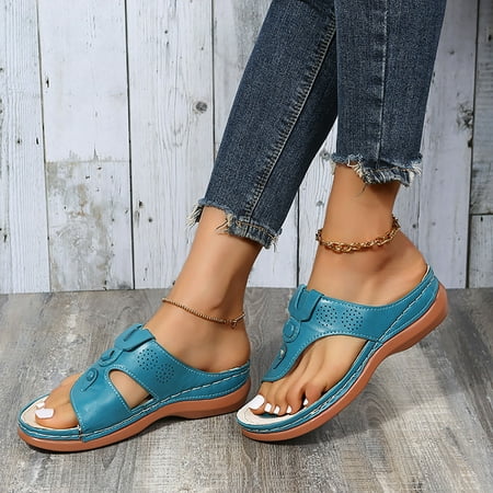 

eczipvz Women S Sandals Womens Sandals Flat Sandals for Women Bohemia Elastic T-strap Dressy Summer Flip Flop Shoes
