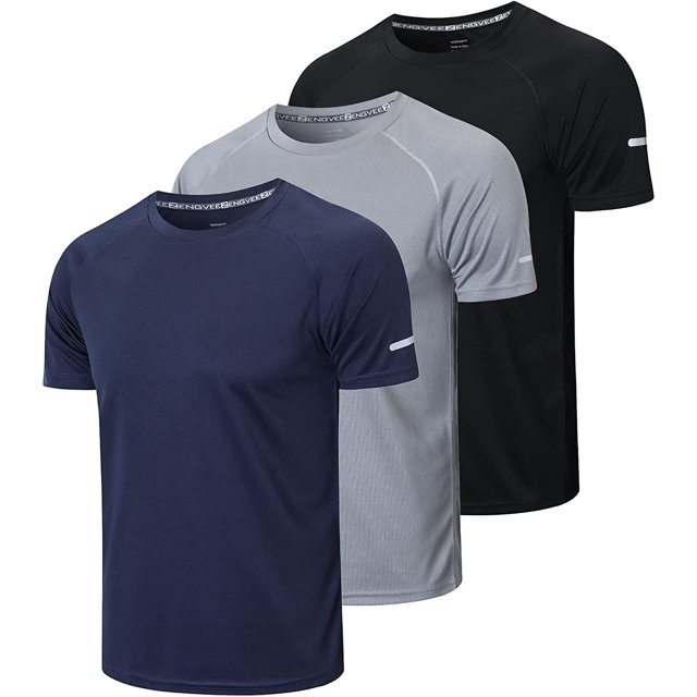 Men's 3 Pack Workout Shirts Quick Dry Short Sleeve Athletic Sports T-Shirts for Workout,Running,Training