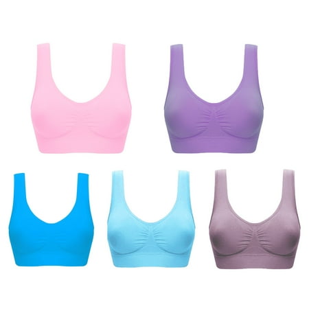 

OVTICZA 5 Pack Women s Seamless Sports Bra Wirefree Medium Support Yoga Gym Activewear Bras Multicolor 2XL