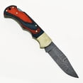 thumbnail image 6 of Custom Handmade Damascus Steel Folding Knife/Pocket Knife SS-17481(Red and Black Wood), 6 of 11