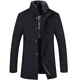 thumbnail image 3 of Chaqueta de lana de longitud media de invierno transfronteriza para hombre, con cuello alto y forro polar, estilo informal para negocios, tela engrosada, 3 of 5
