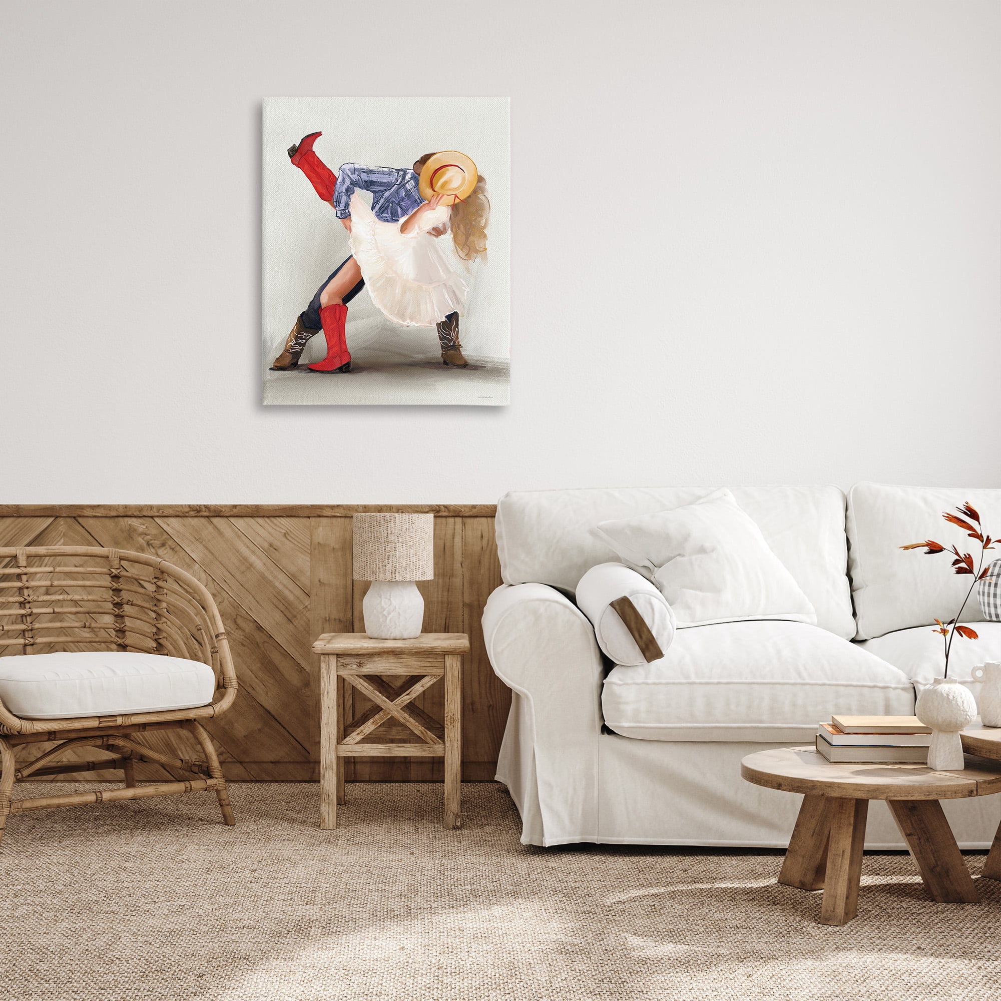 Stupell Industries Southern Couple Kiss Abstract Painting Gallery Wrapped Canvas Art Print Wall Art, 30 x 40