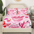 thumbnail image 3 of Disco Cowgirl Bed Sheets King Size Western Cowboy Sheets Pink Cowboy Hat Sheet Set Rustic Farmhouse Country Theme Fitted Sheet Geometric Plaid Flat Sheet, 3 of 6
