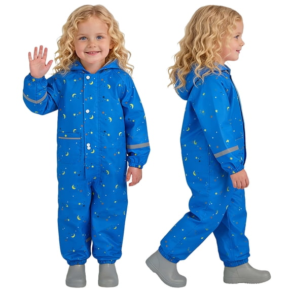 OGLCCG Kids Rain Suit Toddler Zipper Waterproof Hooded Rainsuit Poncho One Piece Full Body Raincoat for Girls and Boys 1-8 Years