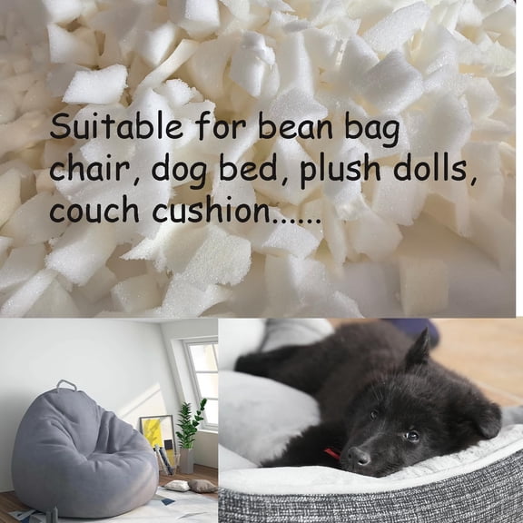 5 lbs Shredded Foam Filling, Bean Bag Filler Stuffing for Pillow, Dog Beds, Chairs, Stuffed Animals, White