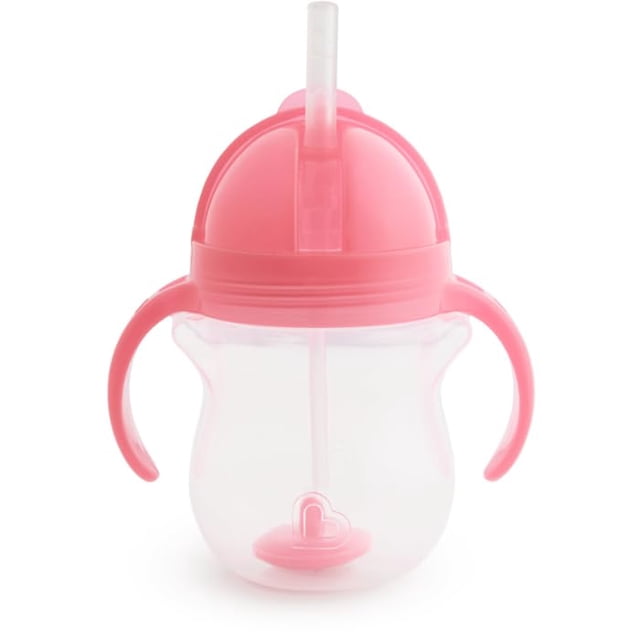 Vaso con Pajita Pesada Munchkin 200 ml para Niños Pequeños Color Rosa