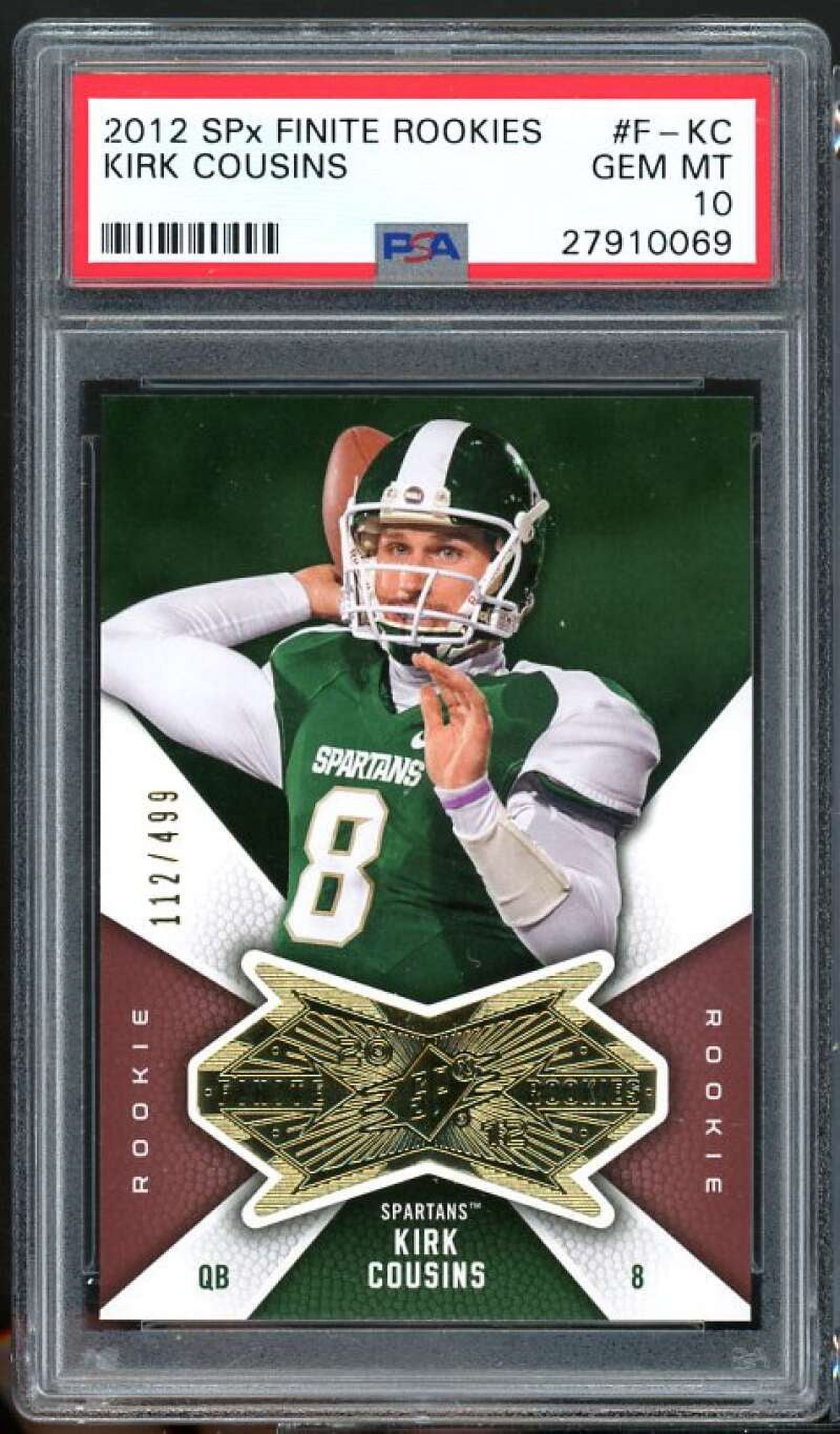 Kirk Cousins Rookie Card 2012 SPx Finite Rookies #F-KC (pop 2) PSA 10