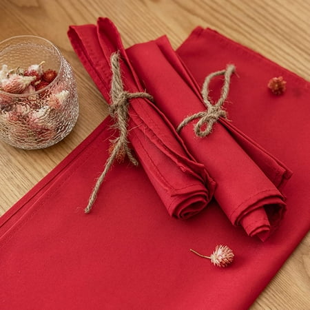 

Brilliant Red Napkins Cloth Napkins 17 x 17 Inch Solid Washable Polyester Spring Dinner Napkins Set of 12 Great for Weddings Parties Holiday Dinner Red