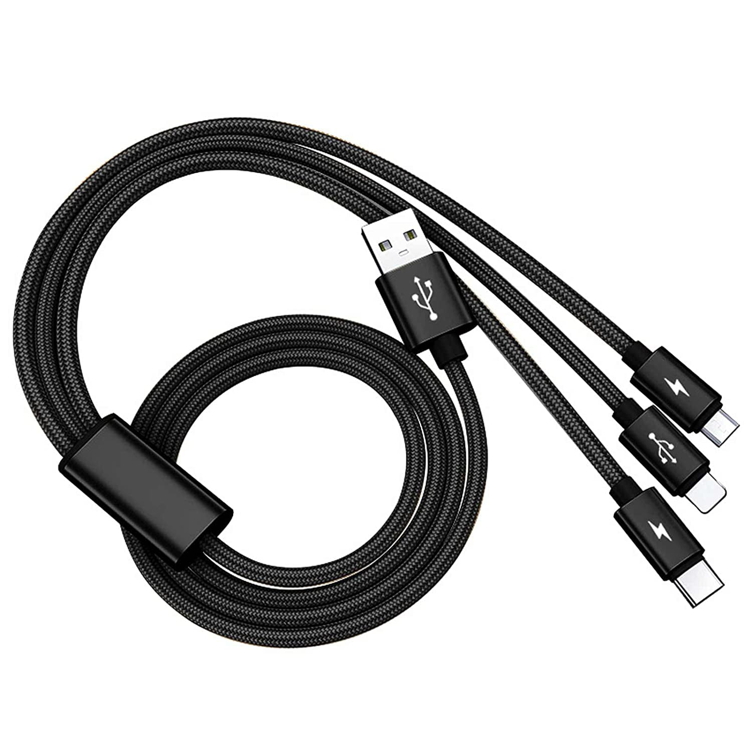 SIQIWO Multi Câble USB 4 en 1 3A, Universel Multi Chargeur USB Câble en  Nylon Tressé