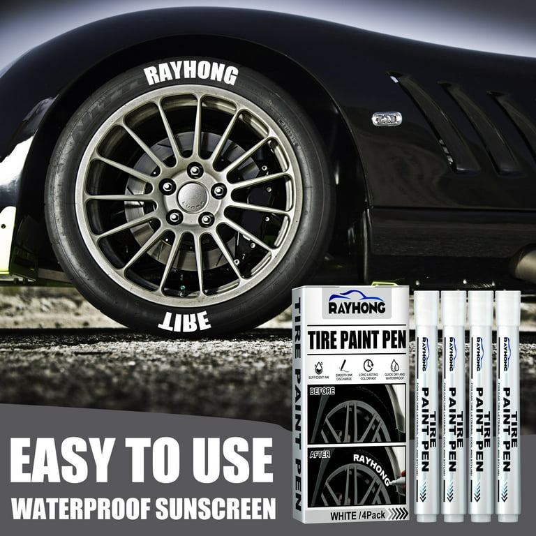 White Tire Paint Marker For Car Tire Lettering 4 Pack Permanent Tire Paint