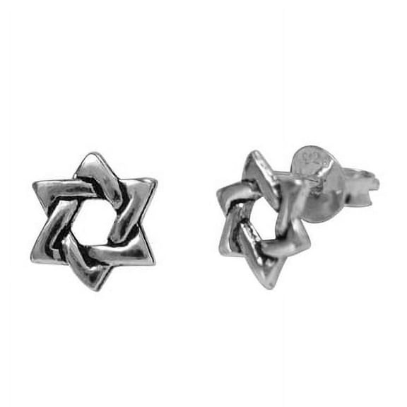 Sterling Silver Star of David Post Earrings, 6mm