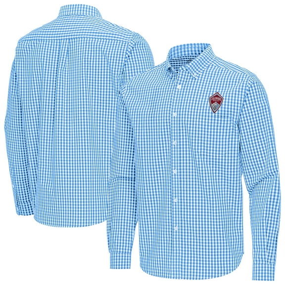 Men's Antigua Sky Blue Colorado Rapids Ellis Tri-Blend Long Sleeve Button-Down Shirt