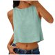 thumbnail image 2 of Camisetas de Verano de Mujer Casual Linen sin Mangas de Cuello Redondo Botón para las Mujeres, 2 of 8