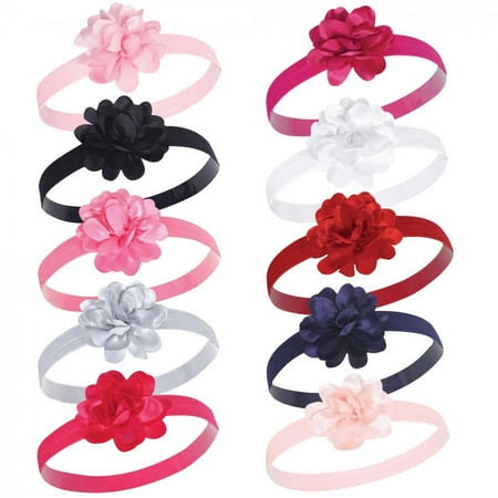 UPC: 0660168585414 | Hudson Baby Infant Girl Headbands 10pk  Satin Pink Black  0-24 Months