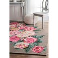 thumbnail image 2 of Tapis de 3 Pi x 5 Pi de Couleur Marron Clair de Bouquet de Roses, 2 of 2