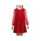 thumbnail image 1 of Vestido de Niña Rojo de Lentejuelas de Malla Transparente de Manga Larga Fiesta Princess Boda 8 Años, 1 of 6