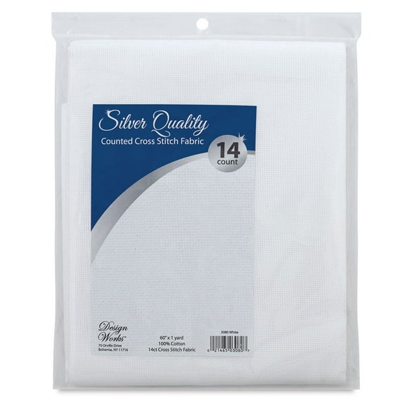 Design Works Silver Quality Aida 14 Count 60"X36"-White