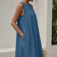 thumbnail image 5 of MaFYtyTPR Summer Denim Tank Dress for Women Trendy Solid Color Crew Neck Loose Casual Sleeveless Dresses With Pocket Sky Blue S, 5 of 7