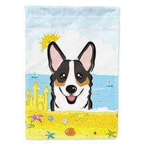 Carolines Treasures BB2123CHF Tricolor Corgi Summer Beach Canvas House Flag