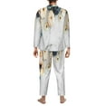 thumbnail image 5 of Kll Pumpkin And White Marble Sleepwear Mens Flannel Pajamas,Long Cotton Pj Set, 5 of 9