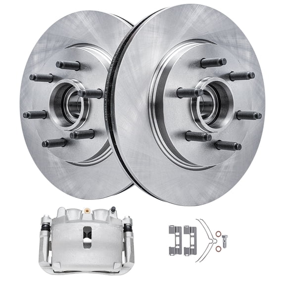 Detroit Axle - RWD Front Brake Kit for 05-08 Ford F-150, 06-08 Lincoln Mark LT, 2005 2006 2007 2008, Disc Brake Rotors Brake Caliper w/ Bracket Replacement: 6 Lug Models with 12.99 inch" Front Rotor