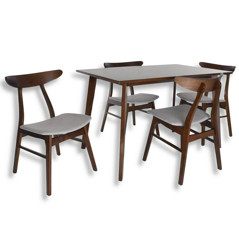 Zenvida Modern 5 Piece Dining Set Mid Century Wood Table and Fabric Chairs for Kitchen or Dining Room Walmart