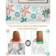 thumbnail image 4 of Hokiten Pillow Cases Queen Size Set of 2, Couch Pillow Covers, Red Teal Starfish Coastal Satin Pillowcases with Zipper for Hair/Skin, Summer Beach Nautical Coral Sea 20x30 Inches, 4 of 6