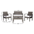 thumbnail image 6 of SAFAVIEH Bassey Outdoor Patio 4 Pc Conversation Set, Grey Brown/White, 6 of 12