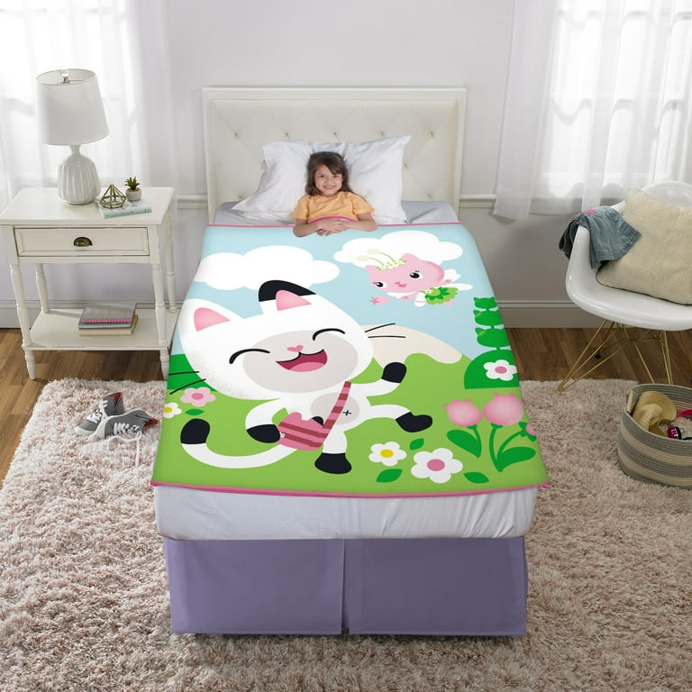 Gabby s Dollhouse Kids Fleece Throw Blanket 46 x 60 Blue and Green DreamWorks Walmart