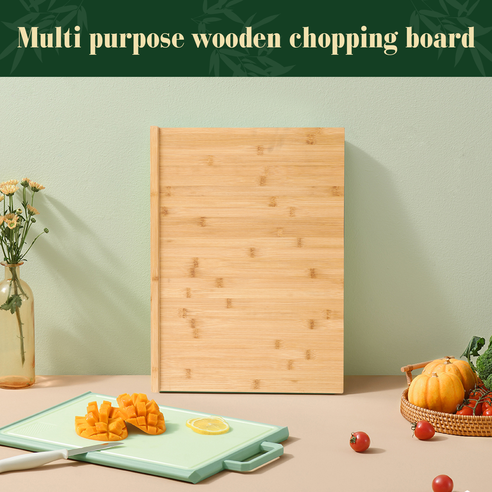 golytefs Pastry Cutting Board 21.65x15.75 in Bamboo Board Chopping Block Kitchen Supplies